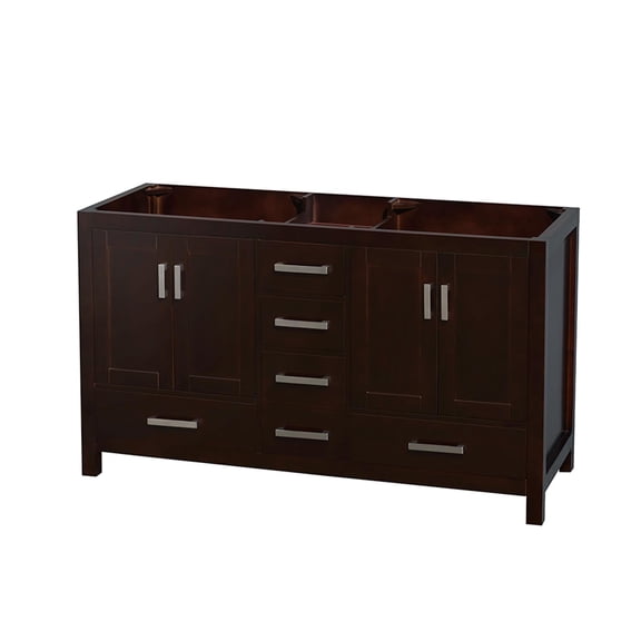 Wyndham Collection Sheffield 59" Solid Wood Double Bathroom Vanity in Espresso