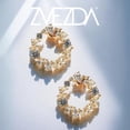 thumbnail image 2 of Aretes de poste ZVEZDA Circonias y chapa de oro 18K, 2 of 4