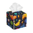 thumbnail image 1 of Balery Dinosaurs in Space Porta Pañuelos de Cuero con Estampado – Funda Moderna Cuadrada para Caja de Pañuelos, Dispensador 5x5x5'', 1 of 7