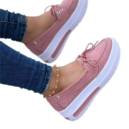 

Women Sneakers Wedges Platform Casual Shoes Slip On Comfort Walking Shoes Female Increase Height Sneakers 41 Pink