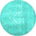 thumbnail image 1 of Ahgly Company Machine Washable Indoor Round Abstract Turquoise Blue Contemporary Area Rugs, 7' Round, 1 of 4