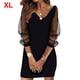 thumbnail image 2 of Qarigey Vestido corto estampado para mujer, cuello en V, cena, compromiso, verano, playa, vacaciones, elegante, moda femenina, accesorios de ropa Vestidos Negro SG Qarigey AP010368-20, 2 of 5