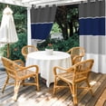 thumbnail image 3 of Outdoor Curtains for Patio Waterproof Grey Bue Stripe Indoor/Outdoor Curtain Tiebacks Ombre Grey Stripes Privacy Curtain Sun Block Grommet Drapes for Pergolas Gazebo Porch Balcony 2 Panel 54x84 Inch, 3 of 9