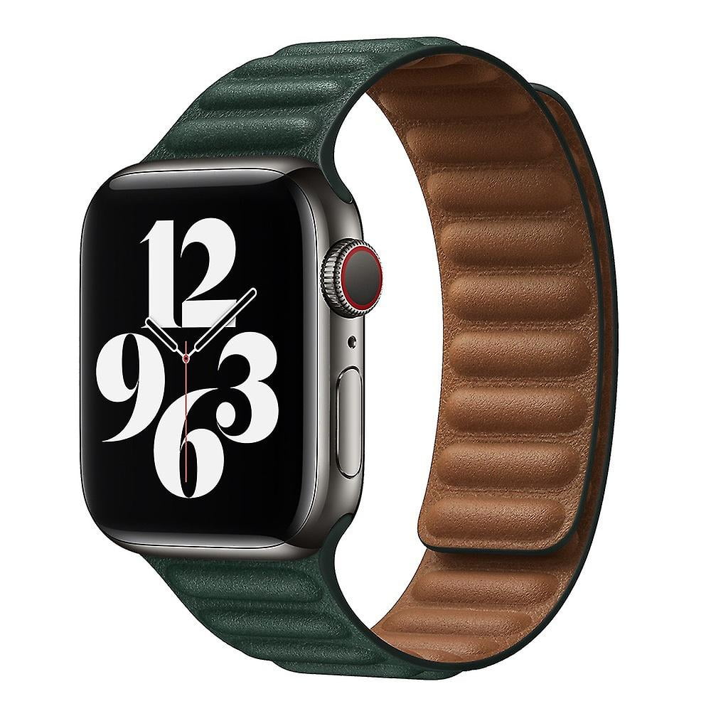 Green Compatible With Apple Watch 7 Magnetic Leather Strap compatible With Iwatch Series 8 7 se 6 5 4 3 2 1without Watches Men Women Magnetic Band
