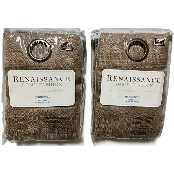 Set of 2 Gramercy Textured Grommet Top Curtain Panels, Taupe, 63" Long