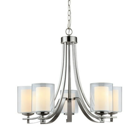 

Hardware House El Dorado 5-Light Chandelier 20-7652 with Satin Nickel Finish and Glass Shades