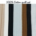 thumbnail image 5 of Cozy Line Nathan Brown Khaki Navy Blue Stripe 100% Cotton 2-Piece Reversible Quilt Set, Twin, 5 of 6