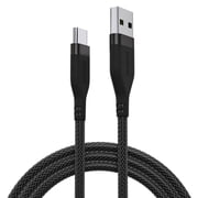 Powertek Ultra 6ft USB-A to USB-C Cable, Black, Braided Silicone, Ultra-Smooth Data Transfers, Durable Tangle-Resistant Charging Cable