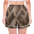 thumbnail image 2 of Women's Silk Pajama Shorts Brown Python Leather Pajama Shorts Women's Casual Pajama Shorts with Pockets, 2 of 6