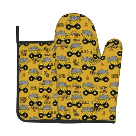 

Vsdgher Modern Truck Oven Mitts and Pot Holders 2 pcs Set High Heat Resistant Kitchen Oven Glove for Baking and Cooking