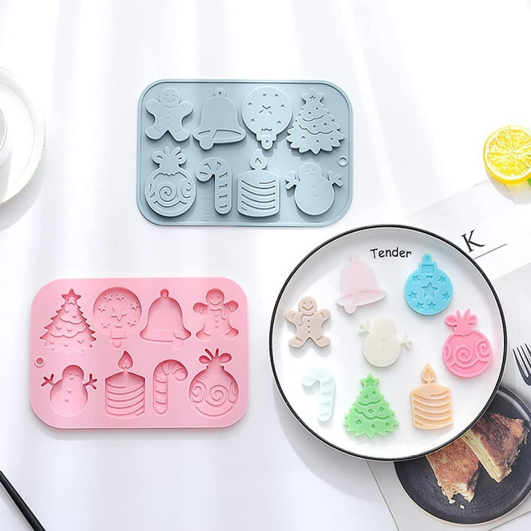 4PCS Christmas Silicone Chocolate Candy Molds, Christmas Chocolate Candy  Trays Baking Jelly Molds for Party Cake Decoration Ice Cube Making with