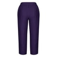 thumbnail image 5 of RXIRUCGD Women's Summer Comfortable Loose Wide Legged Fashion Solid Color Capris, Purple, Size: 4XL, 5 of 5