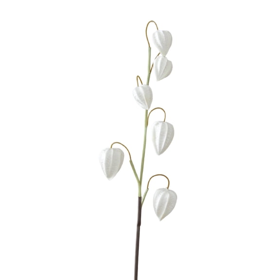 1PC Artificial Chinese Lantern Stems, 27.5In Long Realistic Plastic Faux Cherry Branches, Fall Floral for Home Shop Decor (White)