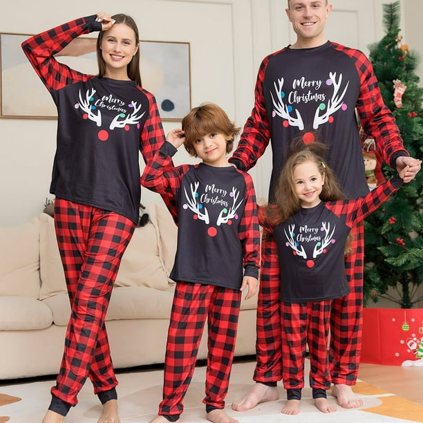 Famille Noël Vêtements Pyjama Ensembles 2023 Noël Elk Cerf Tenues Adultes  Enfants Bébés Combinaisons Famille Pyjamas Tenues