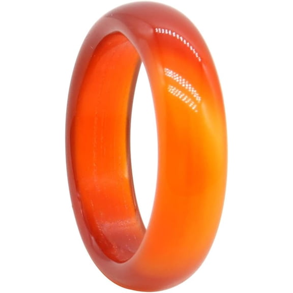 Carnelian Crystal Rings Carnelian Gemstone Band Ring for Women Carnelian Smooth Round Donut Ring Gifts