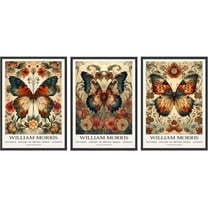 Hieng William Morris Wall Art Vintage Butterfly Poster Prints Set of 3 Botanical Flower Aesthetic Pictures Gallery Canvas Artwork Nouveau Painting Decor for Living Room Bedroom 16x24in Unframed