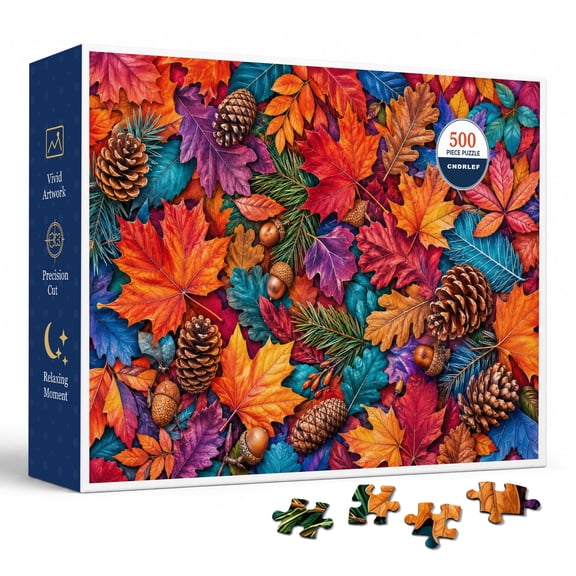 CNDRLEF Autumn Leaf Scene 500 Pieces Jigsaw Puzzle for Adults, 20.5 x 15 in