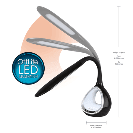 OttLite - LED Desk Lamp with Color Changing Tunnel and USB Port - Black High Gloss