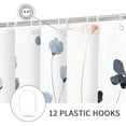 thumbnail image 4 of Small Stall Shower Curtain 36 x 72, Narrow Half Watercolor Floral Fabric Shower Curtain, Blue Beige Flower Decorative Bathroom Shower Curtain Set with Hooks, 4 of 12