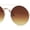 Gold - Brown, variant on Hippie Gradient Round Circle Lens Metal Half Rim Double Bridge Sunglasses Gold - Smoke