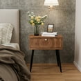 thumbnail image 5 of COSIEST Mid-Century Modern Brown MDF Bedside Table Nightstand with One Drawer for Living Room, 5 of 6