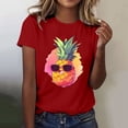 thumbnail image 2 of T-shirt Femme Quotidien Décontracté Imprimé Ananas T-Shirt Manches Courtes Haut Tee-Shirts Femme Rouge P, 2 of 4