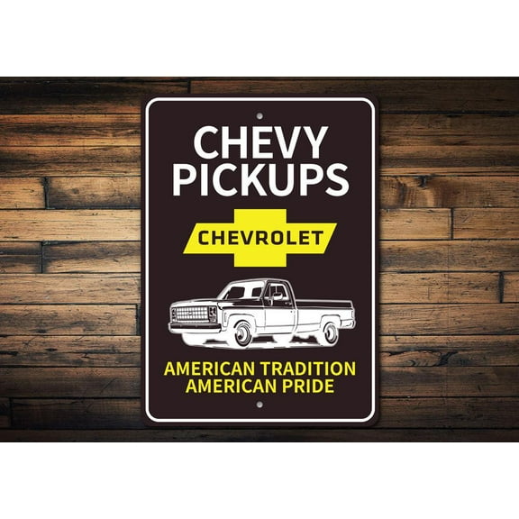 Chevy Pickups Novelty Sign, Metal Wall Decor - 10x14 inches