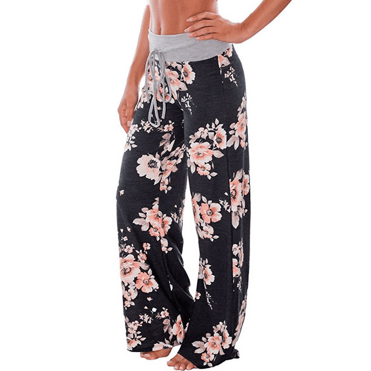 Buy Aifer Women's Comfy Casual Pajama Pants Floral Print Lounge Drawstring  Palazzo Long Wide Leg Pants Online at desertcartSeychelles