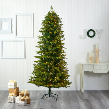 Nearly Natural 8' Prelit LED Spruce Upside Down Artificial Christmas ...