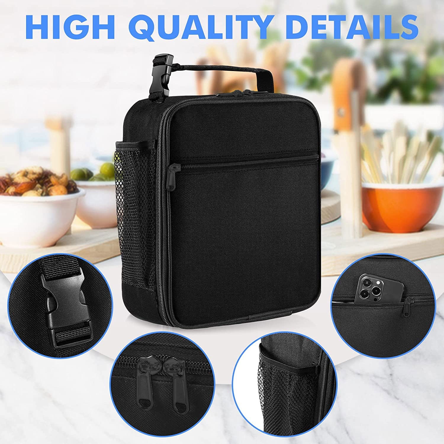 Heat-insulated Lunch Box 420 ml with Bag Bowl Lunch Black HB-262