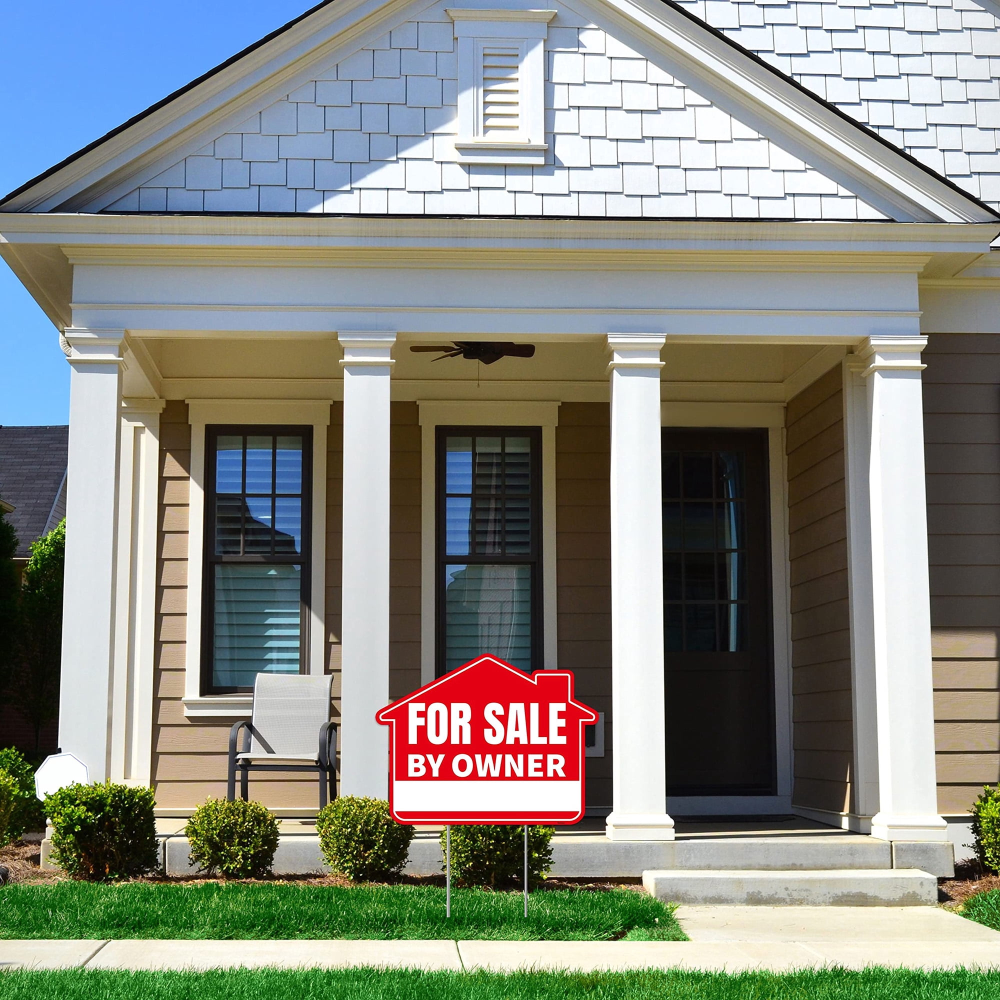 For Sale By Owner Yard Sign,Double Sided Corrugated Plastic FSBO Sign with Metal Stake,17 Inches by 13 Inches,Weatherproof Real Estate Sign for Home,House Property Outdoor Display