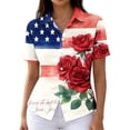 thumbnail image 2 of Mutghys Button up Shirt Women Independence Day Printed Lapel Short Sleeve Shirts Lightweight Breathable Relaxed 250th Anniversary USA Casual Shirts, 2 of 5
