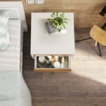 thumbnail image 6 of CRXX Mid Century Modern Nightstand, Wooden Bedside Tables w/ 2 Storage Drawers & Solid Wood Legs, Practical End Side Table for Living Room Bedroom, White & Walnut, 6 of 9
