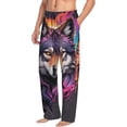 thumbnail image 6 of Honiee Colorful Wolf Head A for men - a sleek fusion of Straight Pajama Pants, versatile Lounge Pants, and cozy Sleepwear, all rolled into one-Large, 6 of 6
