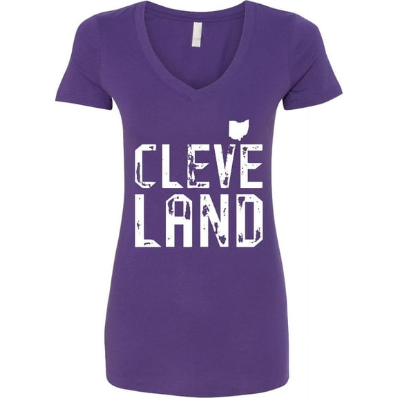 Inktastic Cleveland, Ohio Distressed Font Women's V-Neck T-Shirt