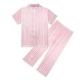 thumbnail image 6 of Povozer Girls Pajamas Satin Pajama Set Summer Girls Pajamas Sets Cute Clothes Short Sleeve Kids Pjs Button Down Satin Loungewear for 8-9 Years,Pink, 6 of 7