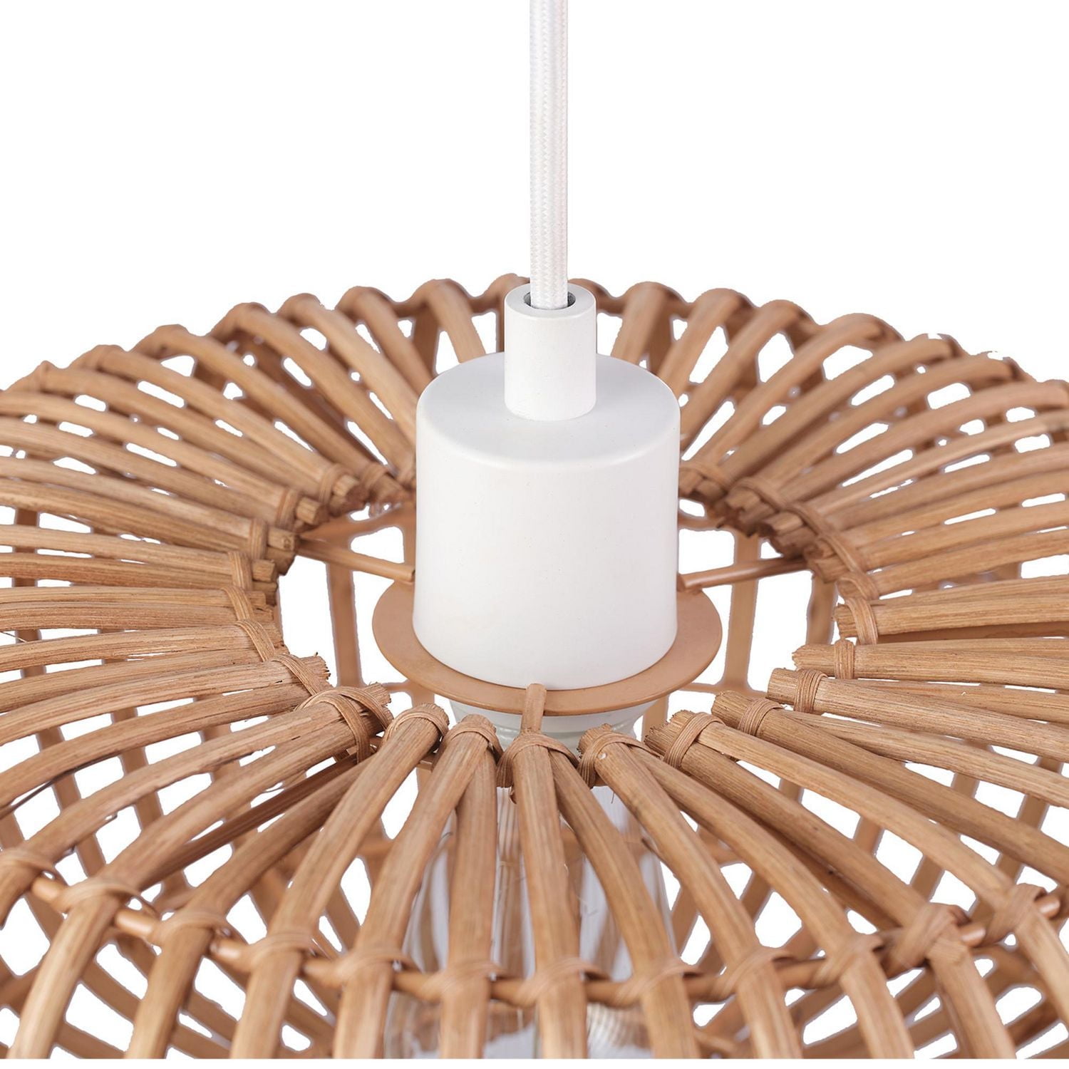 Fitz 1-Light Plug-In or Hardwire Rattan Shade Pendant Lighting