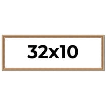 32x10 Frame Brown 60's Wooden Cabinet Solid Wood Picture Frame | 1 Inch Moulding Width | Complete