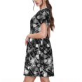 thumbnail image 2 of Fotbe Seamless Pattern With Skulls Vestido Largo de Moda para Mujer, Vestido Tipo Camiseta con Manga Corta y Estilo Casual a Rayas y Bloques de Color, 2 of 6