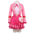 thumbnail image 6 of Pink Princess Rise Red Halloween Costumes for Women, Jacket Top Puff Skirt Earring and Tights Set, Cosplay Outfit for Masquerade Party, 6 of 8