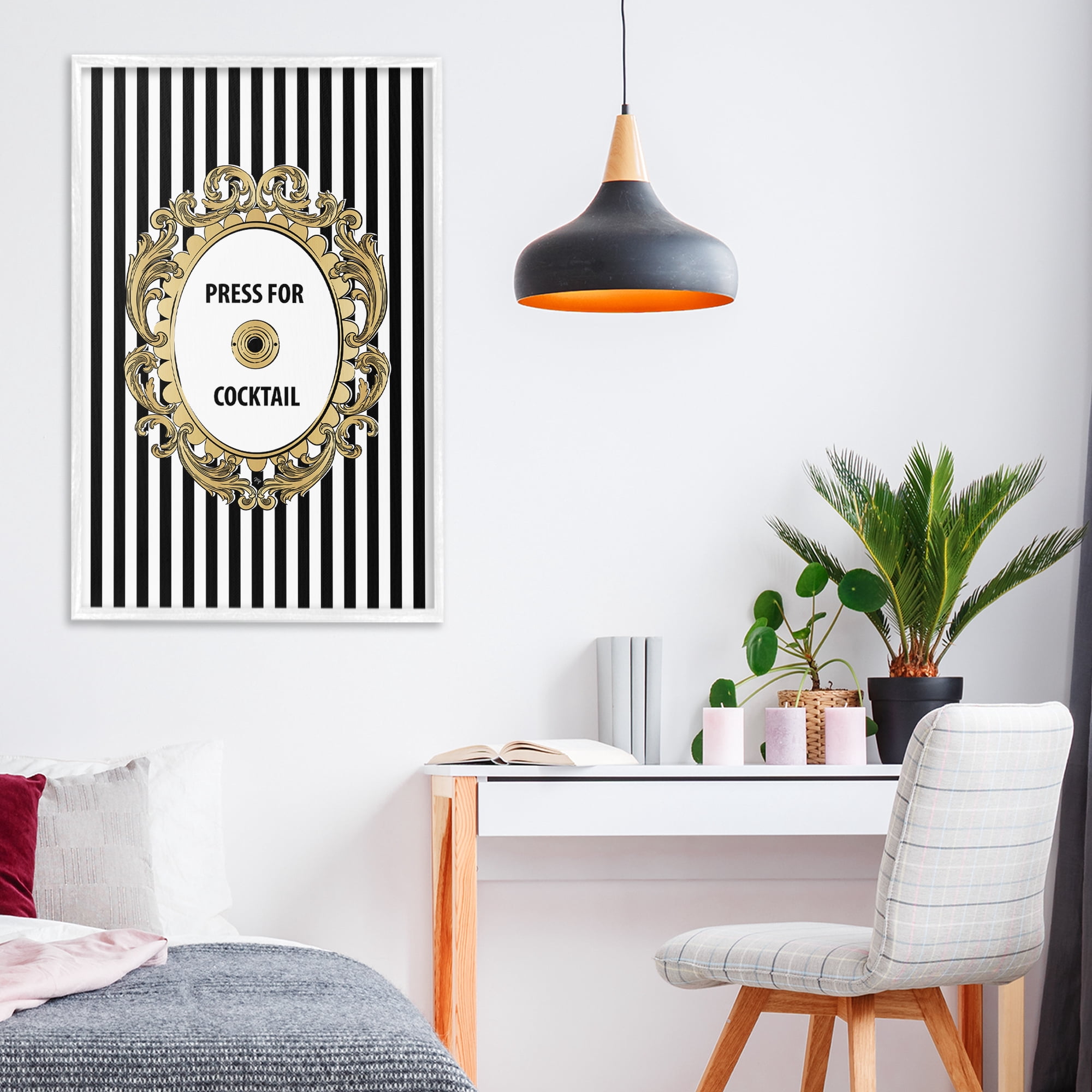 Stupell Industries Press For Cocktail Celebration White Framed Giclee Art, design by Martina Pavlova