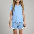 thumbnail image 2 of Girls 2 Piece Outfits Cotton Summer Short Sleeve T Shirt Tops and Drawstring Shorts Clothing Sets Girls Two Piece Outfits Summer Tracksuit, 2 of 9