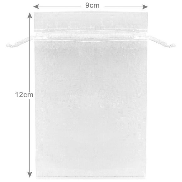 100 PCS 9x12CM White Organza Bags, Jewelry Gift Bags for Party,Wedding Favor Bags with Drawstring, Makeup Organza Favor Bags,drawstring goody bags,Penetrating Light Fruit Protection Bags