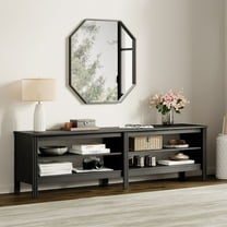 Fitueyes 70" TV Stands for TVs Up to 75 Inch, Media Console with Open Shelves for Living Room, black