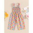thumbnail image 5 of Argulvti Toddler Baby Girl Polyester Casual Jumpsuit Summer Floral Print Sleeveless Wide Leg Romper Pants, 5 of 7