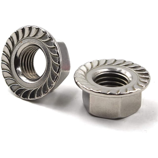 Tuercas de seguridad con brida hexagonal de acero inoxidable M16 304 (paquete de 5)