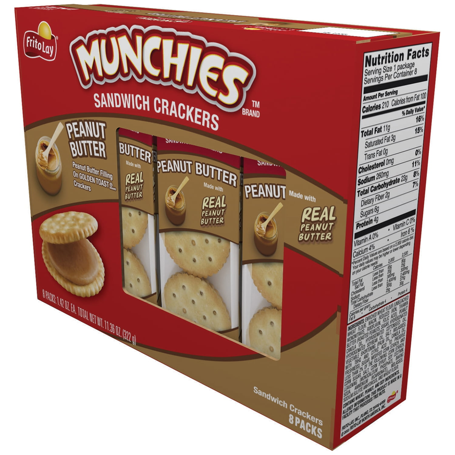 Munchies Peanut Butter Sandwich Crackers, 1.42 oz, 8 Count