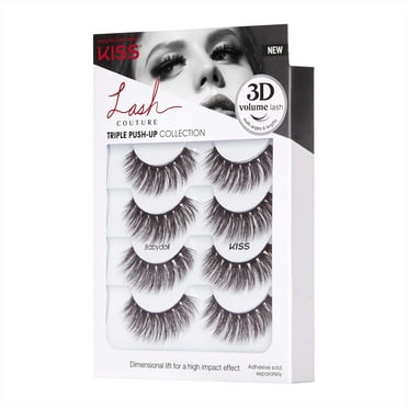 KISS Triple Push-Up Collection Fake Eyelashes Multipack, ‘Babydoll’, 4 Pairs