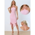 thumbnail image 2 of Unique Bargains Women's Halter Straps Sleeveless Tassels Evening Gown Bodycon Long Dress S Light Pink, 2 of 6