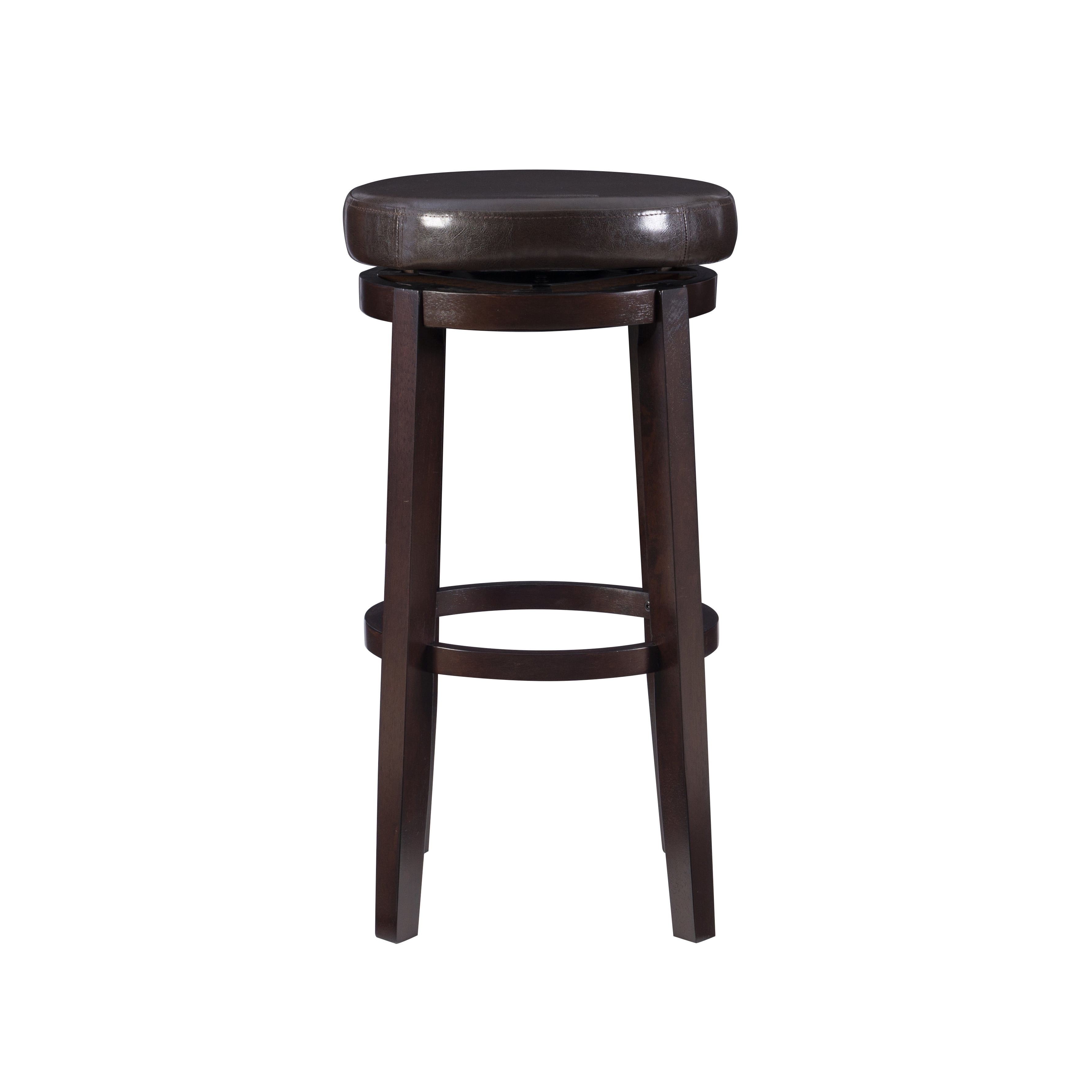 Linon Arlene 31" Indoor Backless Swivel Bar Stool, Brown/Brown Faux Leather